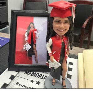 Custom Graduation Bobblehead: Personalized Polymer Clay Graduate Gift