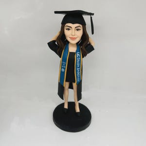 Muñeco cabezón personalizado de estudiante universitario de graduación, regalo de graduación personalizado para él o ella, felicitación por título de licenciatura, maestría o profesor