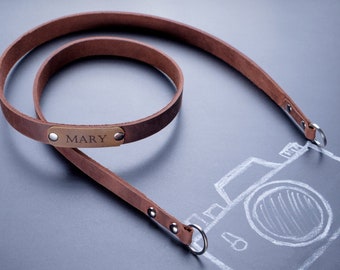 Slim Minimalistic Camera Strap Personalised strap Leather Camera Strap