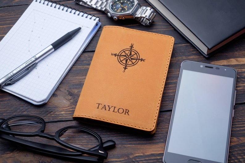 3rd Anniversary Leather Gift Boyfriend gift Engraved Passport Holder Personalized Leather Passport Cover Travel Wallet anniversry gift