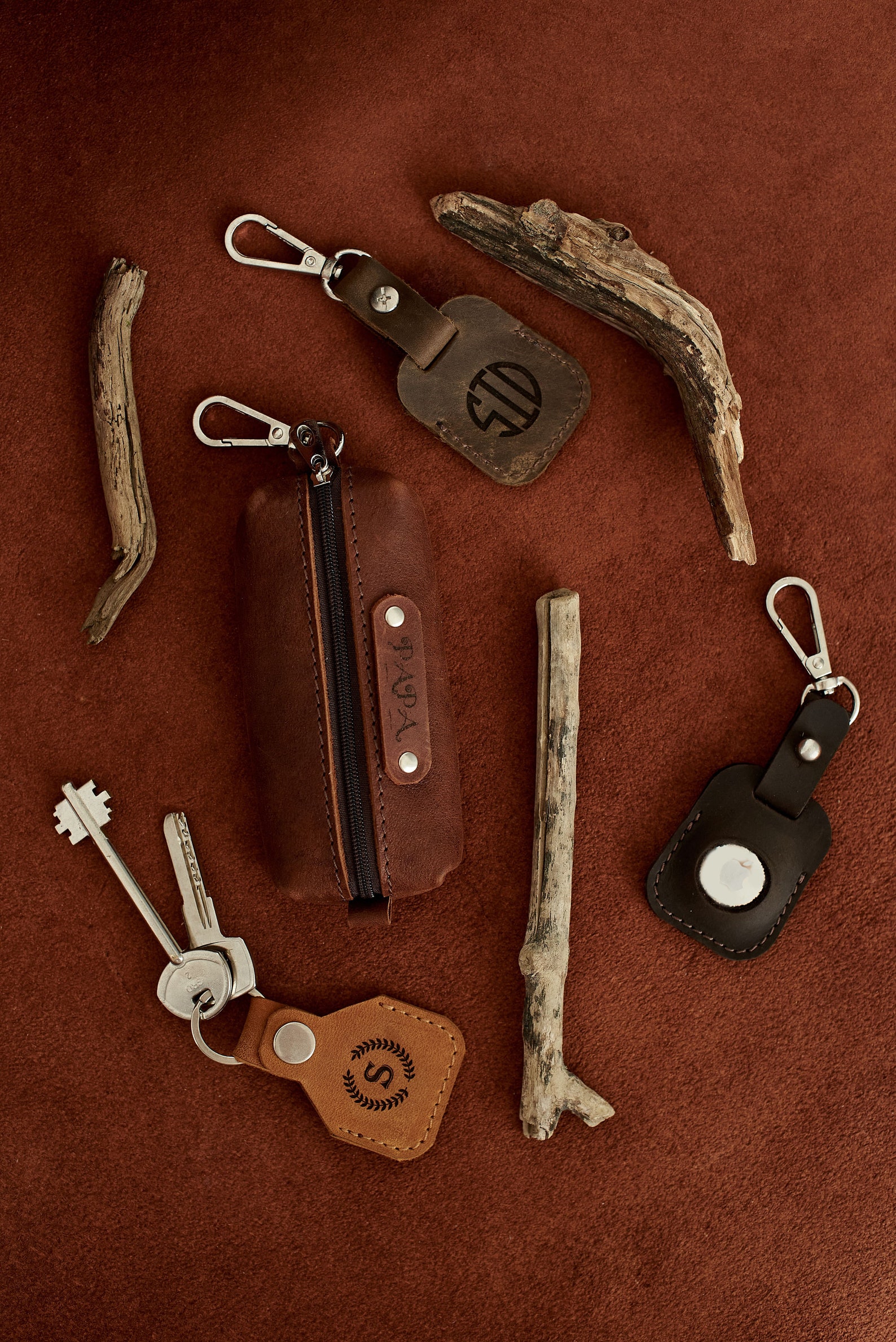 AirTag Leather Keychain Personalized Leather AirTag Custom Etsy