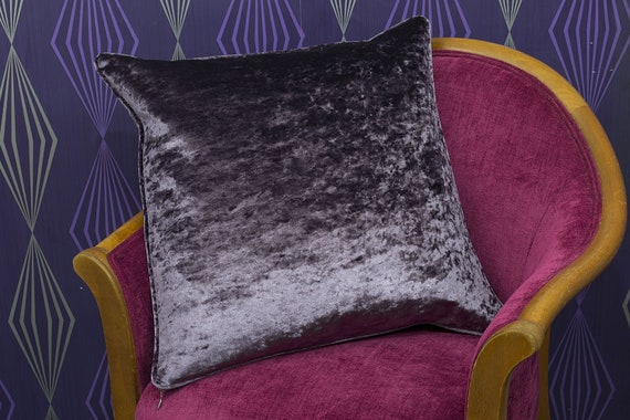 Deep Purple Plain Crushed Velvet Large Piped Cushion Cover - Chaise Lounge Chair Cushion Purple Deep Purple Plain Crushed Velvet Large Piped Cushion Cover - Chaise Lounge Chair Cushion Purple