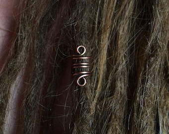 Viking hair bead made of copper, can be used as a dread spiral or beard bead, for a diameter of 4 mm to 8 mm