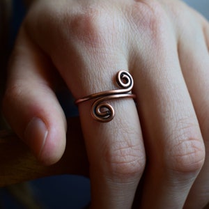 Medieval spiral ring made of copper, adjustable in size