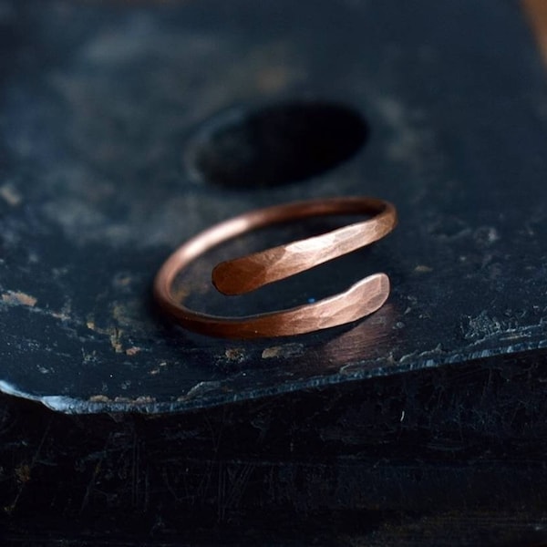 medieval ring made of hammered copper, adjustable size