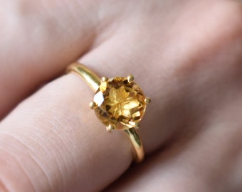 Citrine Ring, 925 Sterling Silver Ring, Gold Plated Ring, Engagement Ring, Yellow Citrine Ring, Handmade Ring, November Birthstone Ring Gift