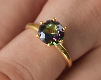 Mystic Topaz Ring, 925 Sterling Silver Ring, Gold Plated, Statement Ring, Wedding ring, Promise Ring, Engagement Ring, Dainty Ring Stackable