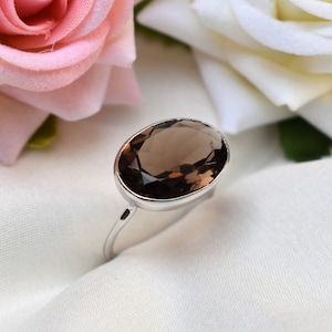 Smoky Quartz Ring, Smoky Quartz Sterling Silver Ring, Smoky Topaz Ring, Handmade Ring, Stackable Ring, June Birthstone Ring, Cocktail Ring