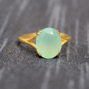 Aqua Chalcedony Ring, 925 Sterling Silver Ring, Gold Plated Ring, Everyday Ring, Handmade Ring, Stackable Ring, Proposal Ring, Oval Ring