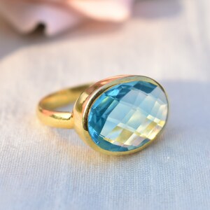 Blue Topaz Ring, Sterling Silver Ring, Gold Plated Ring, Everyday Ring, Stack Ring, Proposal Ring, Sky Blue Topaz, Blue Topaz Quartz, Dainty