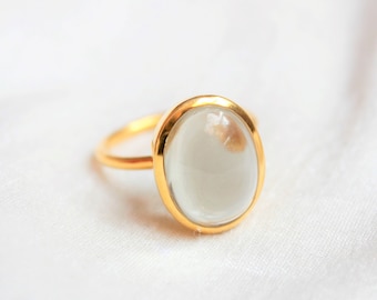 Rock Crystal Ring, Clear Crystal Ring, Crystal Quartz Ring, Sterling Silver Ring, Gold Plated, Healing Stone, Clear Quartz Ring, Dainty Ring