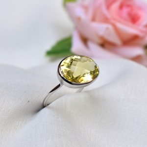 Lemon Quartz Ring, Lemon Quartz Sterling Silver Ring, Lemon Topaz Ring, Handmade Ring, Stackable Ring, Dainty Ring, Cocktail Ring, Everyday