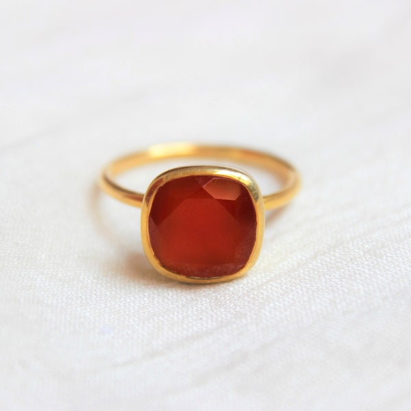Natural Carnelian ring, 925 Sterling Silver Ring, Gold Plated Ring, Promise Ring, Handmade Ring, Statement Ring, Dainty Ring, Carnelian Ring
