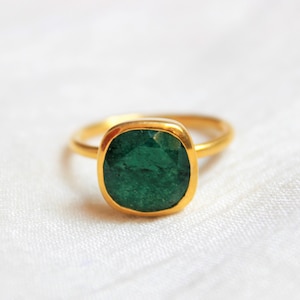Aventurine Ring, Sterling Silver Ring, Gold Plated Ring, Green Aventurine Ring, Stacking Ring, Proposal Ring, Dainty Ring, Everyday Ring