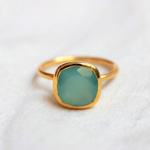 Aqua Chalcedony Ring, 925 Sterling Silver Ring, Gold Plated Ring, Handmade Ring, Statement Ring, wedding ring, Dainty Ring, Chalcedony Ring