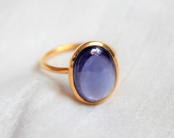 Tanzanite Quartz Ring, Sterling Silver Ring, Gold Plated Ring, Promise Ring, Handmade, Dainty Ring, Beautiful Ring, Statement Ring, Proposal