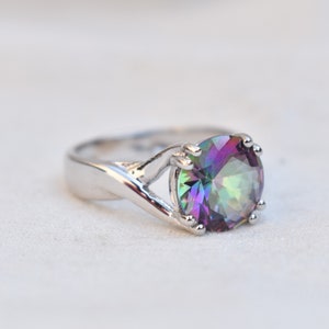 Mystic Topaz Ring, Mystic Topaz Sterling Silver Ring, Proposal Ring, Statement Ring, Wedding ring, Promise Ring,Engagement Ring, Dainty Ring