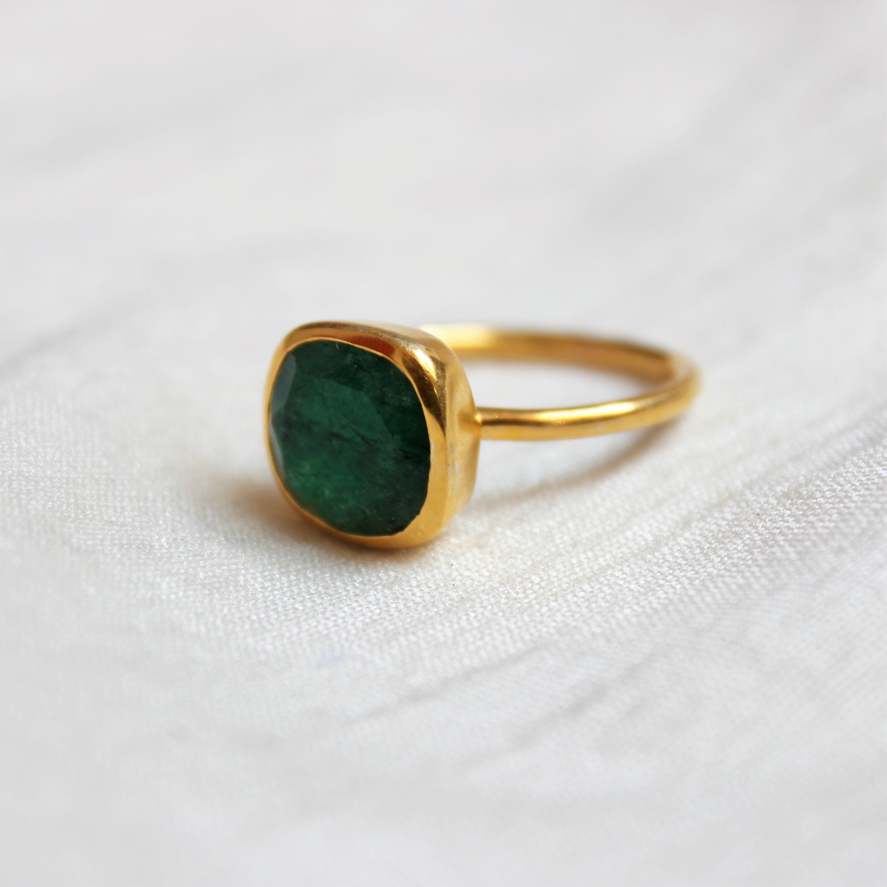 Aventurine Ring Sterling Silver Ring Gold Plated Ring Green - Etsy