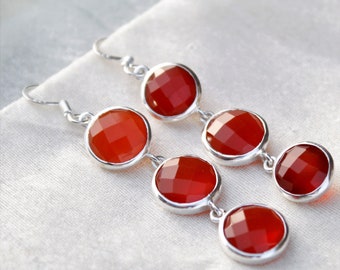 Carnelian Earrings, carnelian silver Earrings, Sterling Silver earrings, Gift for her, wedding earrings, anniversary Earrings, Drop Earrings