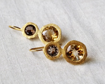 Citrine Earrings , Gold Plated, Sterling silver earrings, Gift for her, Earrings, wedding earrings, anniversary earrings, silver earrings