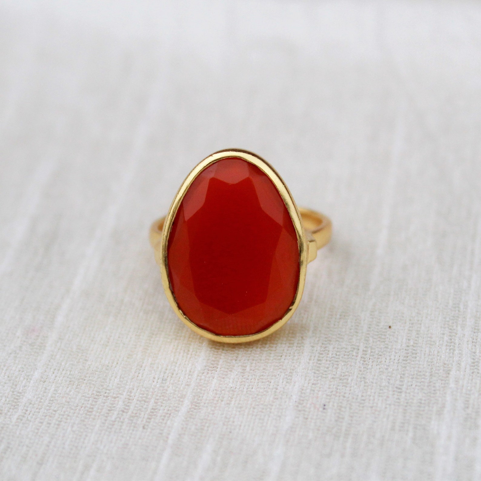 Natural Carnelian Ring 925 Sterling Silver Ring Gold Plated Etsy