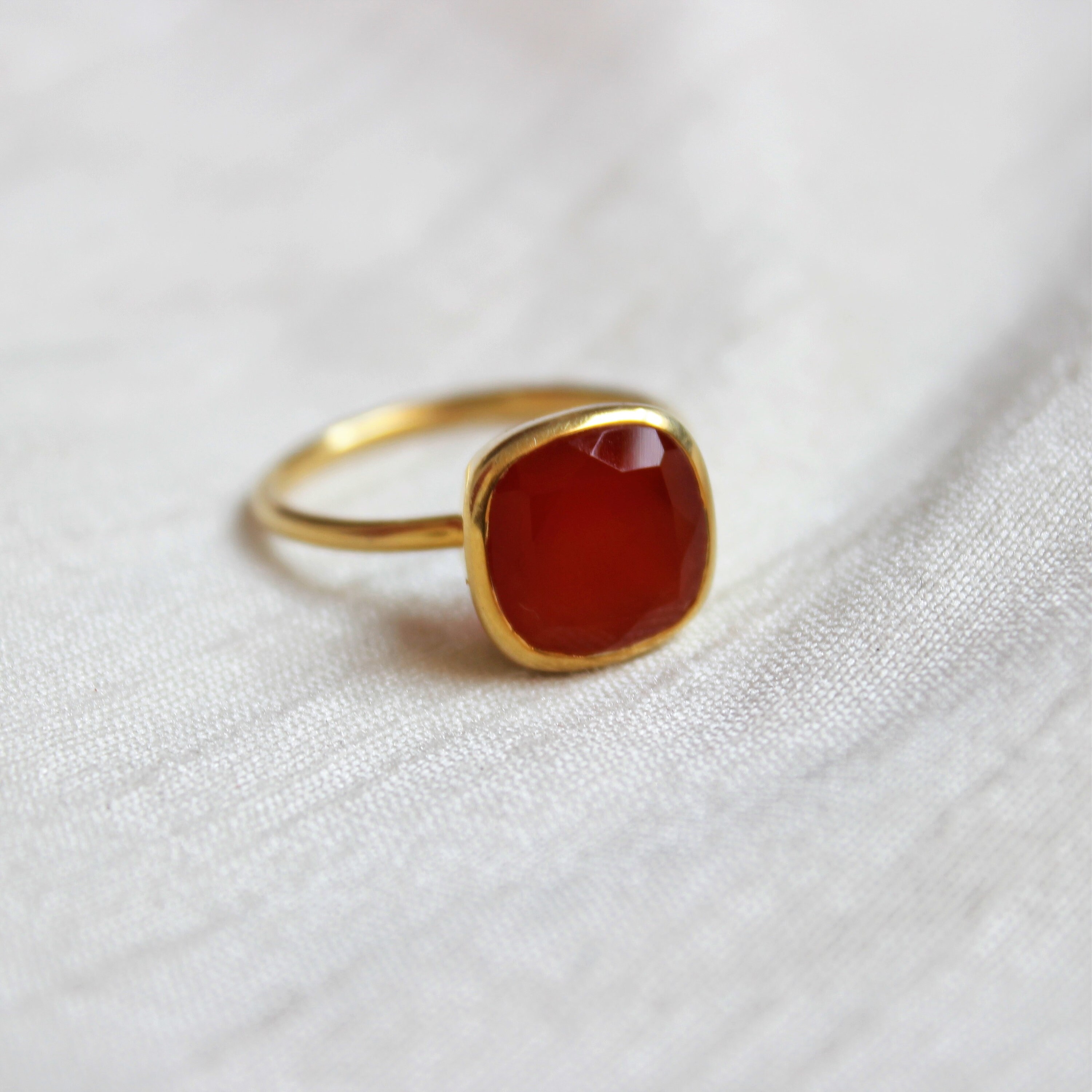 Natural Carnelian Ring 925 Sterling Silver Ring Gold Plated | Etsy
