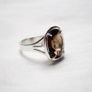 Smoky Quartz Ring, Sterling Silver Ring, Smoky Quartz Silver Ring, Handmade Ring, Statement Ring, Wedding ring, Everyday Ring, Black Quartz