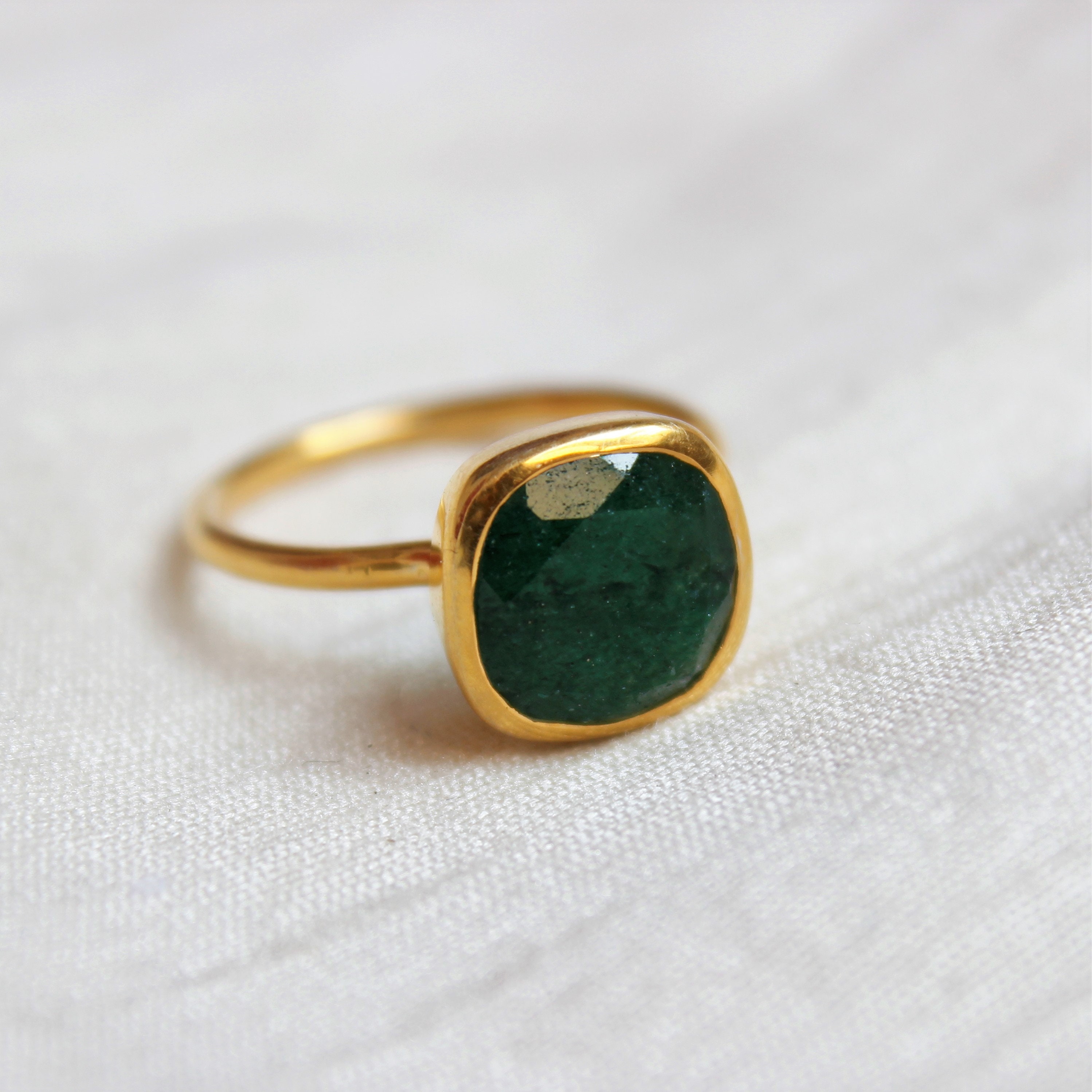 Aventurine Ring Sterling Silver Ring Gold Plated Ring Green - Etsy