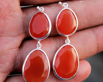 carnelian silver Earrings, 925 sterling Silver earrings, Gift for her, Earrings, silver jewellery, wedding earrings, anniversary Earrings
