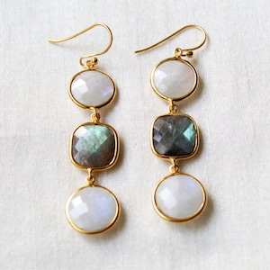Labradorite Earrings, Moonstone Earrings , Gold Plated, Sterling silver earrings, Gift for her, anniversary earrings, Bridesmaid Earrings