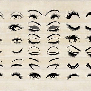 Ojos de mujer, Pestañas de mujer, Paquete de ojos femeninos, Cricut, Silueta de ojos, SVG / PNG / Ai / jpeg / pdf / Eps