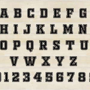 Varsity, College Outline Font, Sport Alfabet, College Alfabet svg, ttf png, ai, dxf, jpg