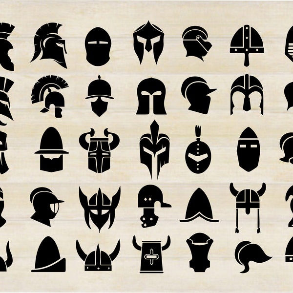 Warrior Helmen SVG, Helmen Clipart, Spartanen, Gladiatoren, Romeinen, Vikingen, Ridder Helm Bundel, SVG, PNG, Ai, eps, dxf