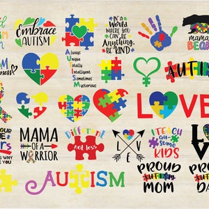 Autism Awareness SVG Bundle, Puzzle Clipart (Cut Files)