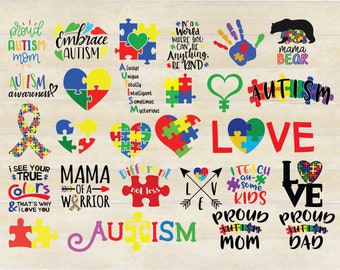 AUTISM SVG BUNDLE, Autism Puzzle, Autism Awareness, Autism Clipart, svg/png/ai/eps/dxf cut files