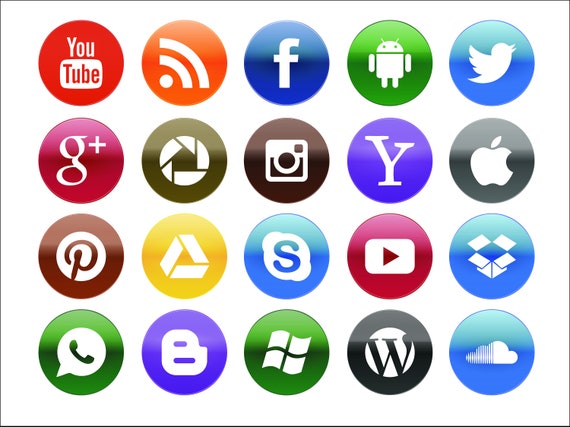 Social Media Icons And Logos Android Icons Bundle Printable Etsy