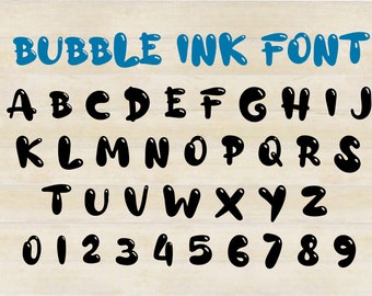 Bubble Ink Font Instant Download, Bubble alphabet clipart, Bubble font vector, SVG, PNG, Ai, EPS, dxf cut file