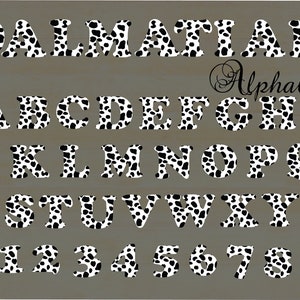 DALMATIAN Alphabet SVG, DALMATIAN font, Animal print Alphabet, DALMATiAN dog clipart, svg/png/ai/dxf