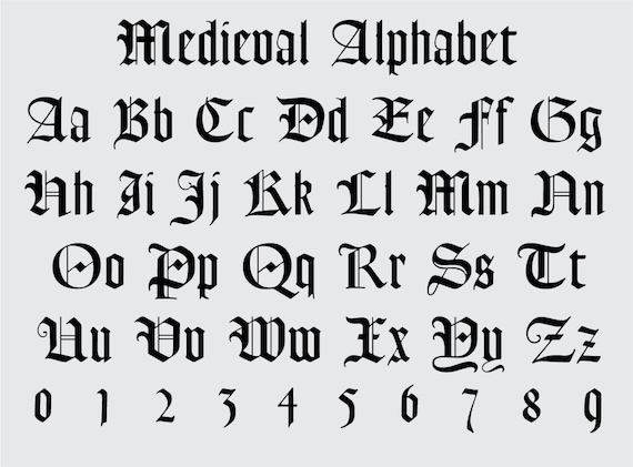 Mascotas Objeción codo Alfabeto medieval fuente medieval fuente King alfabeto - Etsy México