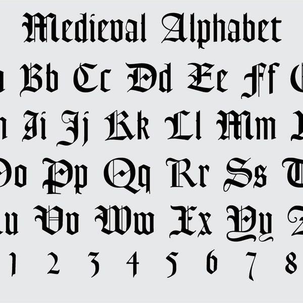Medieval Alphabet, Medieval Font, King Font, Old Alphabet, SVG/PNG/DXF/Ai/Ttf