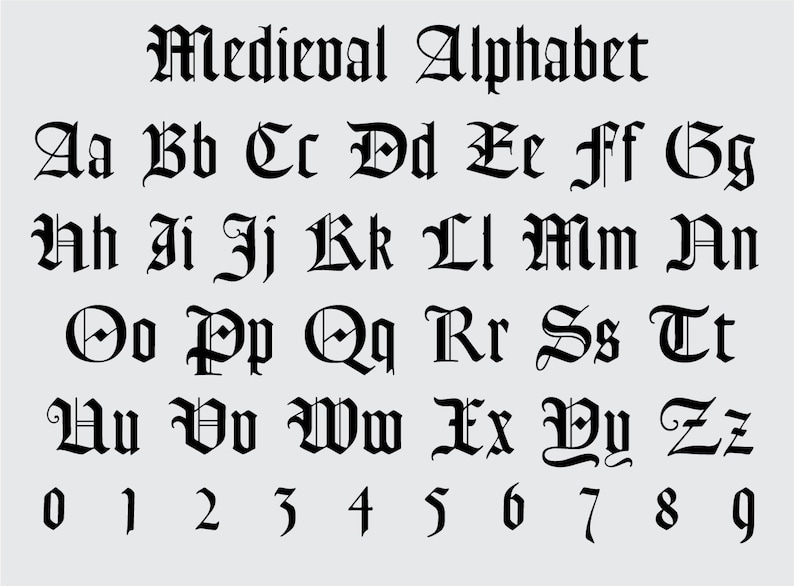 Medieval Alphabet Medieval Font King Font Old Alphabet - Etsy