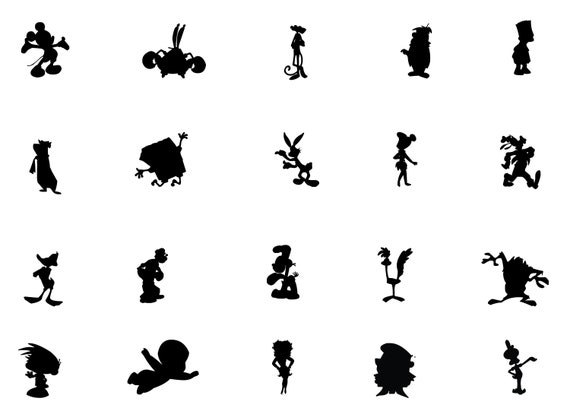 Cartoon Silhouette Cartoon Bundle Clipart 20 cartoon | Etsy