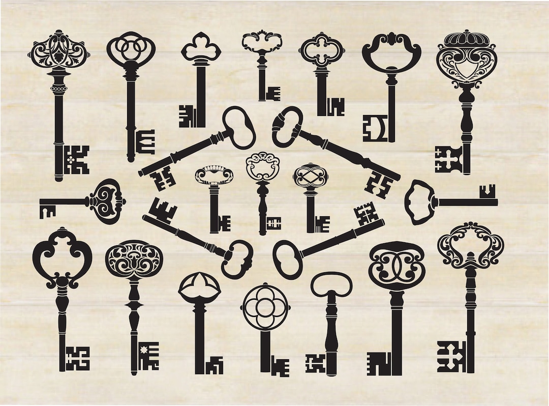 Vintage Key Bundle Svg, Old Keys Design, Vintage Key and Lock, Svg, Png ...