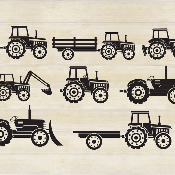 Tractor SVG Bundle, Tractor Clipart, Tractor Silhouette for cricut, SVG/PNG/Ai/eps/dxf