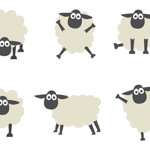 FUNNY SHEEP VECTOR Bundle, silhouette de mouton, conception de mouton drôle, ensemble de moutons, fichiers coupés svg/png/ai/pdf/jpeg