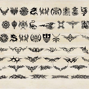 55 Tribal Tattoo SVG, Tribal set PNG, Tattoo, Decal, Vinyl, Tribal Clipart Bundle, SVG, Png, Ai, Eps, fichier de coupe dxf