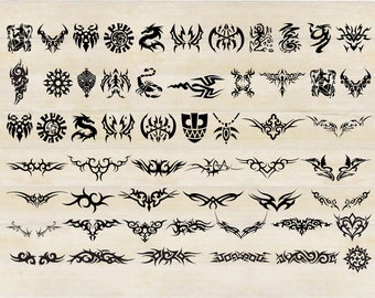 Tribal Tattoo SVG Bundle, Clipart, Decal Designs (Digital Download)
