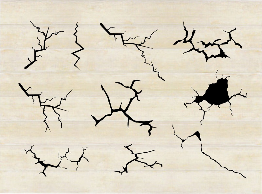 Crack Clipart Bundle, Cracks SVG, Lightning, Vector, Stencil, Instant ...