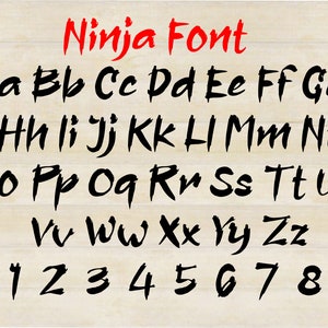 Ninja Assassin Lettertype SVG, Ninja Font, Assassin's Alphabet Clipart, svg/png/dxf/ai/ttf