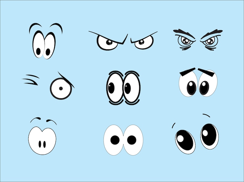 Cartoon eyes, Eyes clipart, vinyl files image 1